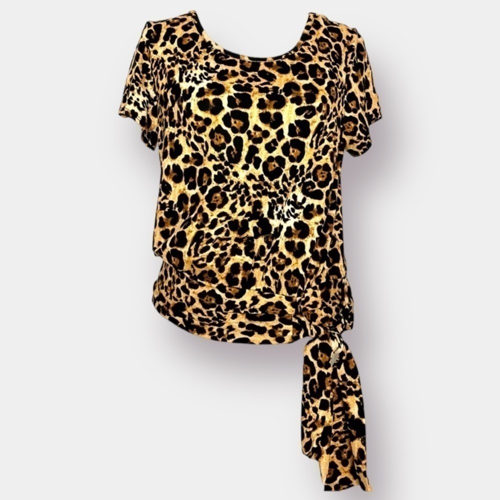 NEW Leopard Shirt Tie Waist Girl's Size Medium